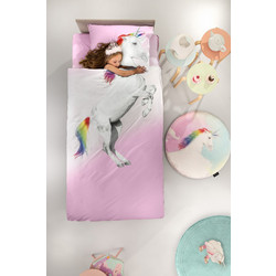 Saint Clair Ceros Σετ Παιδική Παπλωματοθήκη Μονή Microfiber 160x225 Ροζ Λευκή