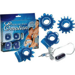 Penis Ring Emotion Σετ Ελαστικά Δαχτυλίδια Πέους Σιλικόνης Μπλε 4τμχ