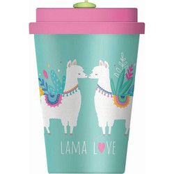 Chic Mic Ποτήρι Καφέ Μπαμπού Lama Love Τιρκουάζ 350ml BHA107