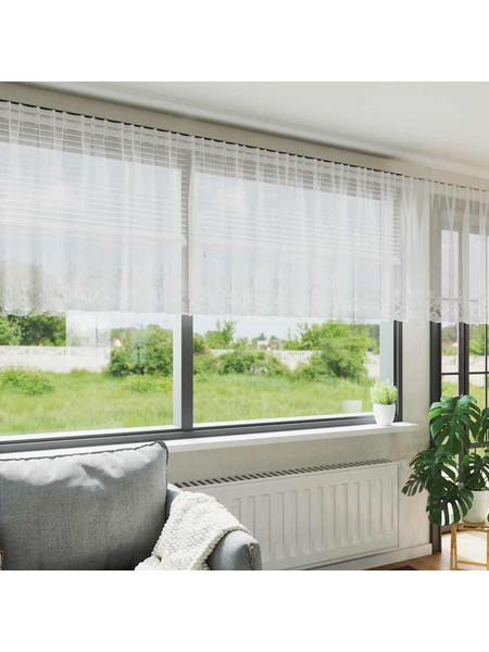vidaXL Κουρτίνα Παραθύρου Floral με Τρέσα & Δαντέλα 400x120 4107789 Λευκή