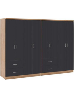 HomeMarkt Οκτάφυλλη Ντουλάπα Ρούχων Briana Ανθρακί 241x42.5x180.5cm HM21237.01
