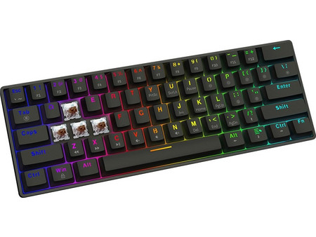 SAVIO Blackout X2 Μηχανικό Gaming Πληκτρολόγιο 60% με Outemu Brown Διακόπτες RGB Black