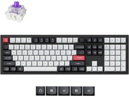 Keychron Q6 HE QMK Ασύρματο Μηχανικό Gaming Πληκτρολόγιο με Gateron Double-Rail Magnetic Nebula Διακόπτες RGB Black
