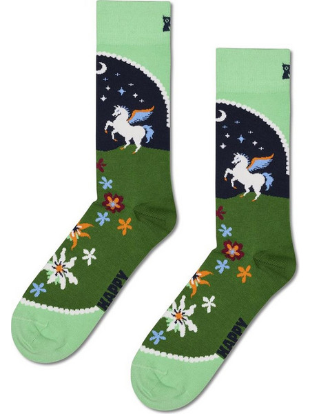 Happy Socks Pegasus Land Βαμβακερές Γυναικείες Κάλτσες Πράσινες με Σχέδια P003177-1000