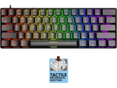 Armaggeddon MKA-1C Nex Μηχανικό Gaming Πληκτρολόγιο 60% με Custom Brown Διακόπτες RGB Black