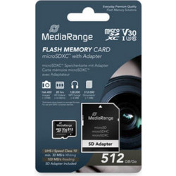 MediaRange MR947 microSDXC 512GB Class 10 U3 V30 UHS-Ι 100MB/s + Adapter