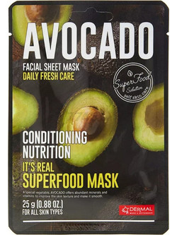 Dermal It's Real Superfood Avocado Sheet Μάσκα Προσώπου για Αντιγήρανση Ενυδάτωση & Λάμψη 25gr