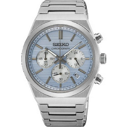 Seiko Ανδρικό Ρολόι Χρονογράφος με Ασημί Καουτσούκ Λουράκι SSB459P1