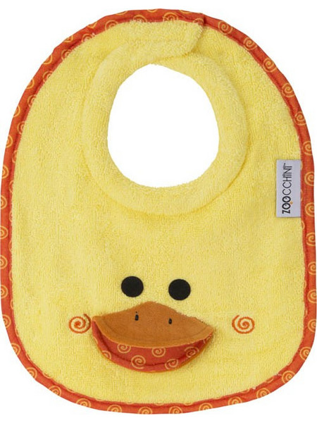 Zoocchini Puddles The Duck Σαλιάρα από 100% Βαμβάκι με Αυτοκόλλητο Κίτρινη