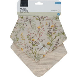 KikkaBoo Secret Garden Σετ Αδιάβροχες Σαλιάρες Μπαντάνα Υφασμάτινες με Κουμπί Μπεζ 2τμχ