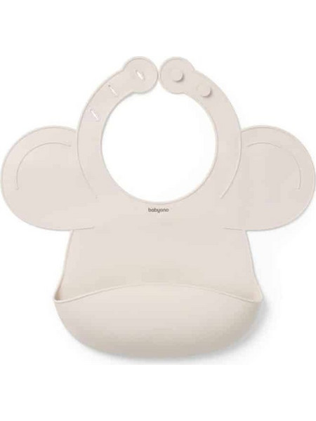 BabyOno Αδιάβροχη Σαλιάρα Σιλικόνης με Κουμπί & Τσέπη 6m+ Μπεζ