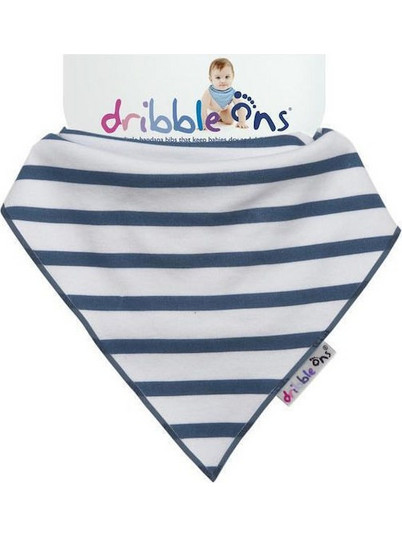 Dribble Ons Nautical Σαλιάρα Μπαντάνα Υφασμάτινη με Κουμπί Λευκή Navy Μπλε