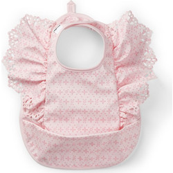 Elodie Details Embroidery Anglaise Αδιάβροχη Σαλιάρα Υφασμάτινη με Αυτοκόλλητο & Τσέπη 3m+ Ροζ