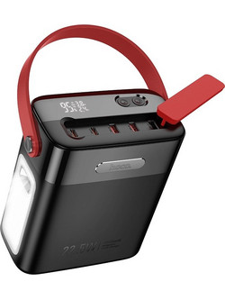 Hoco J143 Title Power Bank 80000mAh 22.5W με 3 Θύρες USB-A & 2 Θύρες USB-C Quick Charge 3.0 & Power Delivery Black Red