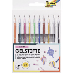 Folia Σετ Στυλό Gel 1mm Πολύχρωμο με Glitter 10τμχ 830.1913