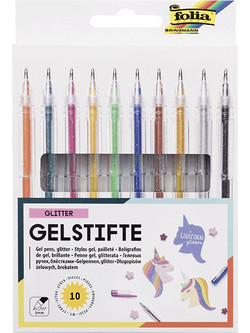 Folia Σετ Στυλό Gel 1mm Πολύχρωμο με Glitter 10τμχ 830.1913