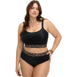 AnnaMu Bikini Set Μπουστάκι Ψηλόμεσο Animal Print Μαύρο A-1069