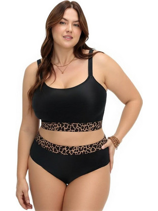 AnnaMu Bikini Set Μπουστάκι Ψηλόμεσο Animal Print Μαύρο A-1069