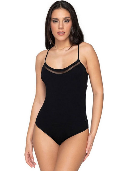 Luna Γυναικείο Κορμάκι Slip με Τιραντάκι Μαύρο 84533