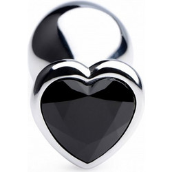 XR Brands Booty Sparks Heart Medium Πρωκτική Σφήνα Diamond Plug 8.3cm Ασημί Μαύρη