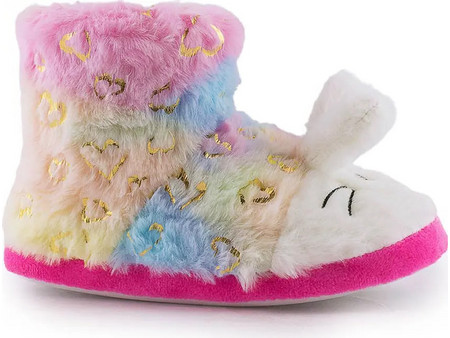 Love4shoes Χειμερινές Παιδικές Παντόφλες Μποτάκια για Κορίτσι με Γούνα Μπεζ Πολύχρωμες 1222-0115