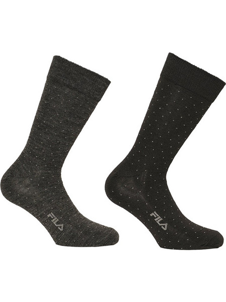 Fila Urban Normal Wool Ανδρικές Κάλτσες Ψηλές Μαύρες Ανθρακί 2Pack F5407-166
