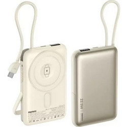 Remax MC-01 Wireless Magsafe Power Bank 10000mAh 22.5W με Θύρα USB-A & Θύρα USB-C Gold
