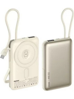 Remax MC-01 Wireless Magsafe Power Bank 10000mAh 22.5W με Θύρα USB-A & Θύρα USB-C Gold
