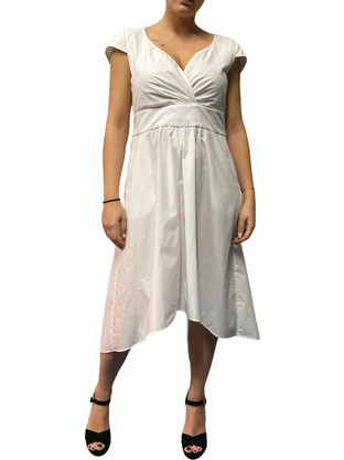Manila Grace Midi Καλοκαιρινό Βραδινό Φόρεμα Λευκό CNJAMELYO-MD229