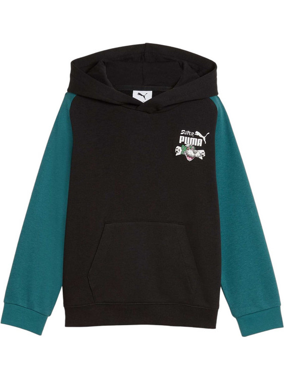 Puma Παιδικό Φούτερ με Κουκούλα Μαύρο Πετρόλ 691919-01