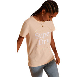 Superdry Established Γυναικείο Αθλητικό T-Shirt Σομόν W1010236A-3KC
