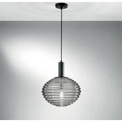 LUCE Ripple I-RIPPLE-S32-NER Κρεμαστό Φωτιστικό Οροφής Μπάλα Μονόφωτο E27 Μαύρο 32x32x150cm