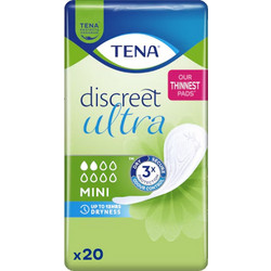Tena Discreet Ultra Mini Σερβιέτες Ακράτειας 2 Σταγόνες 20τμχ