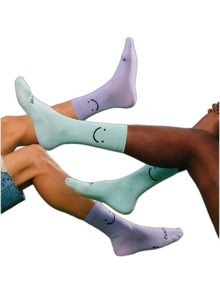 Eat My Socks Saturday Sunday Βαμβακερές Ανδρικές Κάλτσες Ψηλές Λιλά Βεραμάν 2Pack EMSNCRSSX2