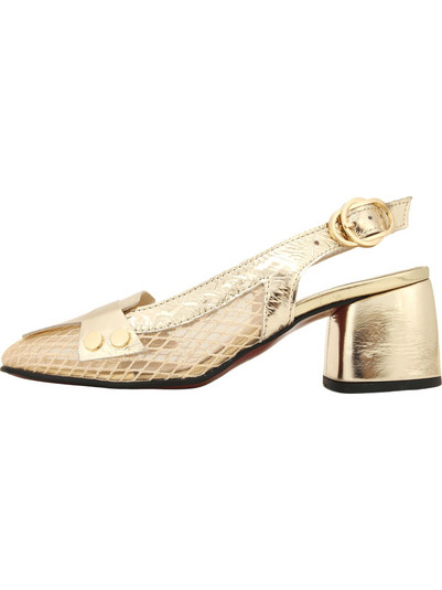 Wall Street Grabel Γόβες Slingback Δερμάτινες με Χοντρό Χαμηλό Τακούνι Χρυσές AM5691.26054.D