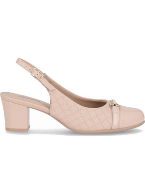 Piccadilly Ανατομικές Γόβες Slingback Δερμάτινες με Χοντρό Χαμηλό Τακούνι Μπεζ 110189-15