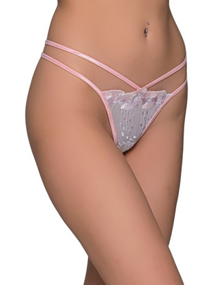 Milena By Paris Γυναικείο Sexy String με Δαντέλα Ροζ 6907