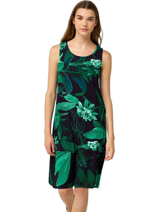 Vamp Midi Καλοκαιρινό Καθημερινό Φόρεμα Floral Μεταξωτό Navy Μπλε 24471