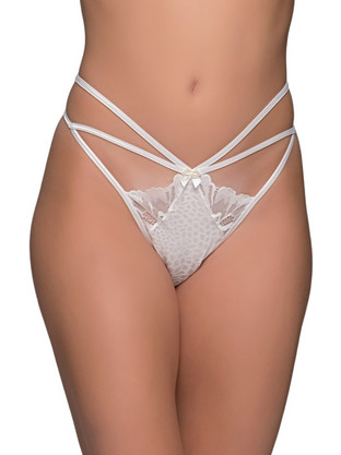 Milena By Paris Γυναικείο Sexy String με Δαντέλα Λευκό 6952