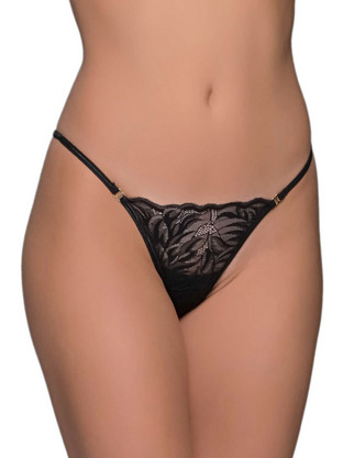 Milena By Paris Γυναικείο Sexy String με Δαντέλα Μαύρο 6950