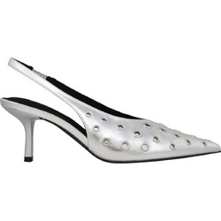 Corina Γόβες Slingback Δερμάτινες με Τακούνι Στιλέτο Ασημί M5775