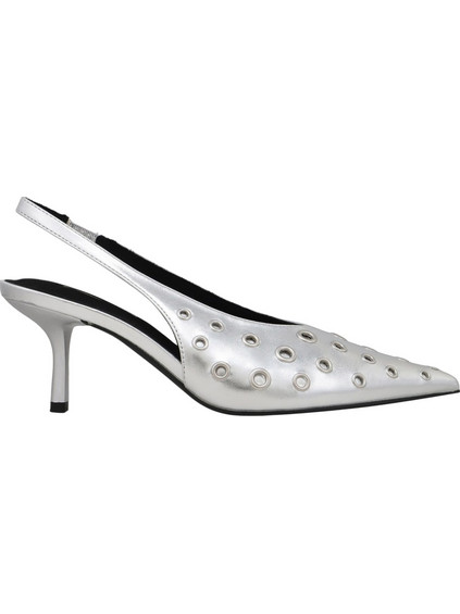 Corina Γόβες Slingback Δερμάτινες με Τακούνι Στιλέτο Ασημί M5775