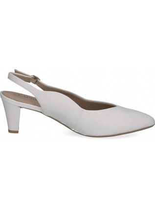 Caprice Γόβες Slingback Δερμάτινες με Λεπτό Χαμηλό Τακούνι Λευκές 9-29603-44-102