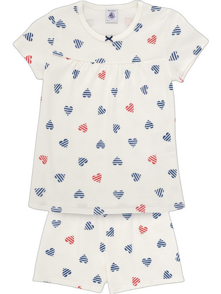 Petit Bateau Παιδική Πιτζάμα Βαμβακερή Καλοκαιρινή Μπεζ Μπλε Κόκκινη A0D9G-01