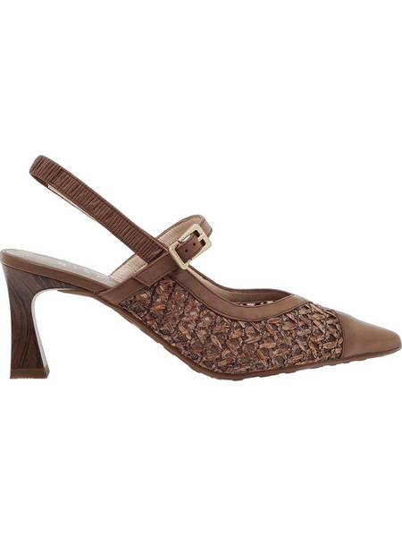 Hispanitas Γόβες Slingback Δερμάτινες με Λεπτό Ψηλό Τακούνι Σοκολατί RHV264671-C007