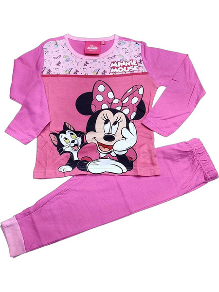Disney Minnie Mouse Παιδική Πιτζάμα Βαμβακερή Χειμωνιάτικη Ροζ Φούξια MIN-2862