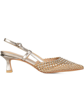 Alma en Pena Γόβες Slingback Δερμάτινες με Λεπτό Χαμηλό Τακούνι & Στρας Μπρονζέ V261855-262
