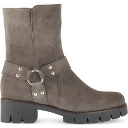 Gabor Γυναικεία Μποτάκια Biker Suede Γκρι με Χοντρό Χαμηλό Τακούνι 51713-10