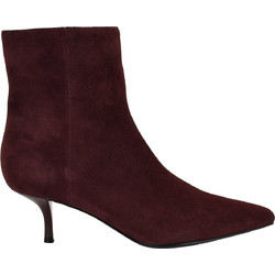 Nine West Hermena Γυναικεία Μποτάκια Αστραγάλου Suede Μπορντό με Λεπτό Χαμηλό Τακούνι 60-600