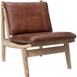 Trademark Πολυθρόνα Δερμάτινη Καφέ James 5601